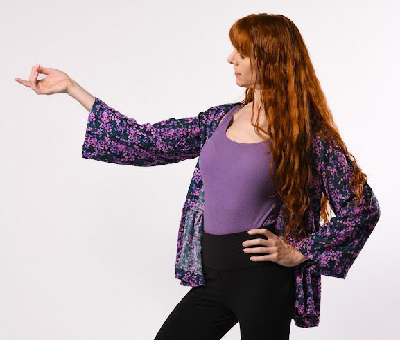 Purple and Lavender Floral Kimono - Evaz Ethical Clothing