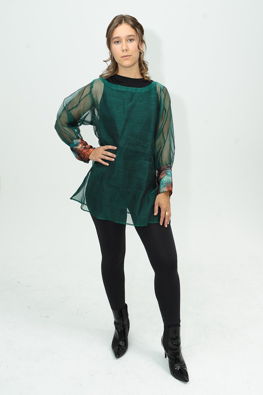 Transparent Dark Green Mesh Top - Evaz Ethical Clothing