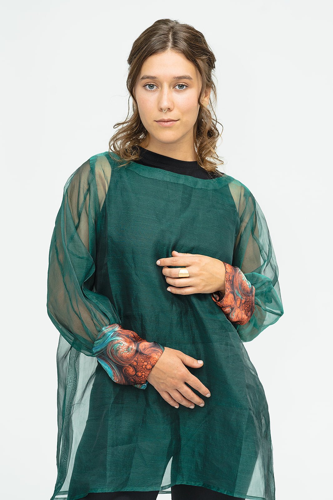 Transparent Dark Green Mesh Top - Evaz Ethical Clothing